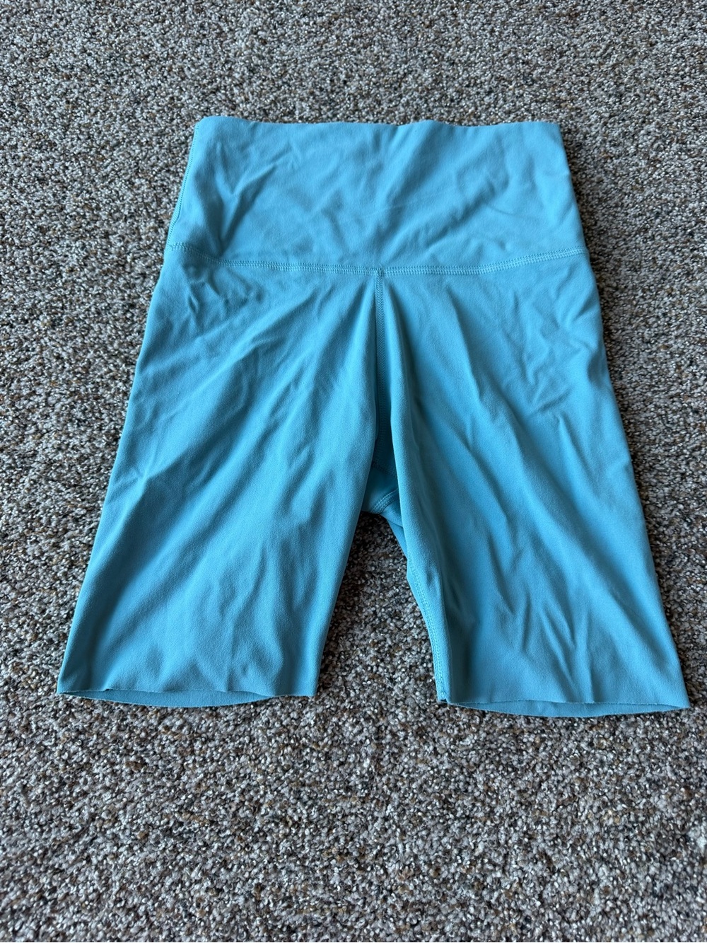 Nike Dri-FIT Womens Small Aqua Blue High Waist Biker Shorts Athletic Workout